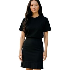 Joseph Ribkoff Black Crepe Pleated Hem Skirt Size 8